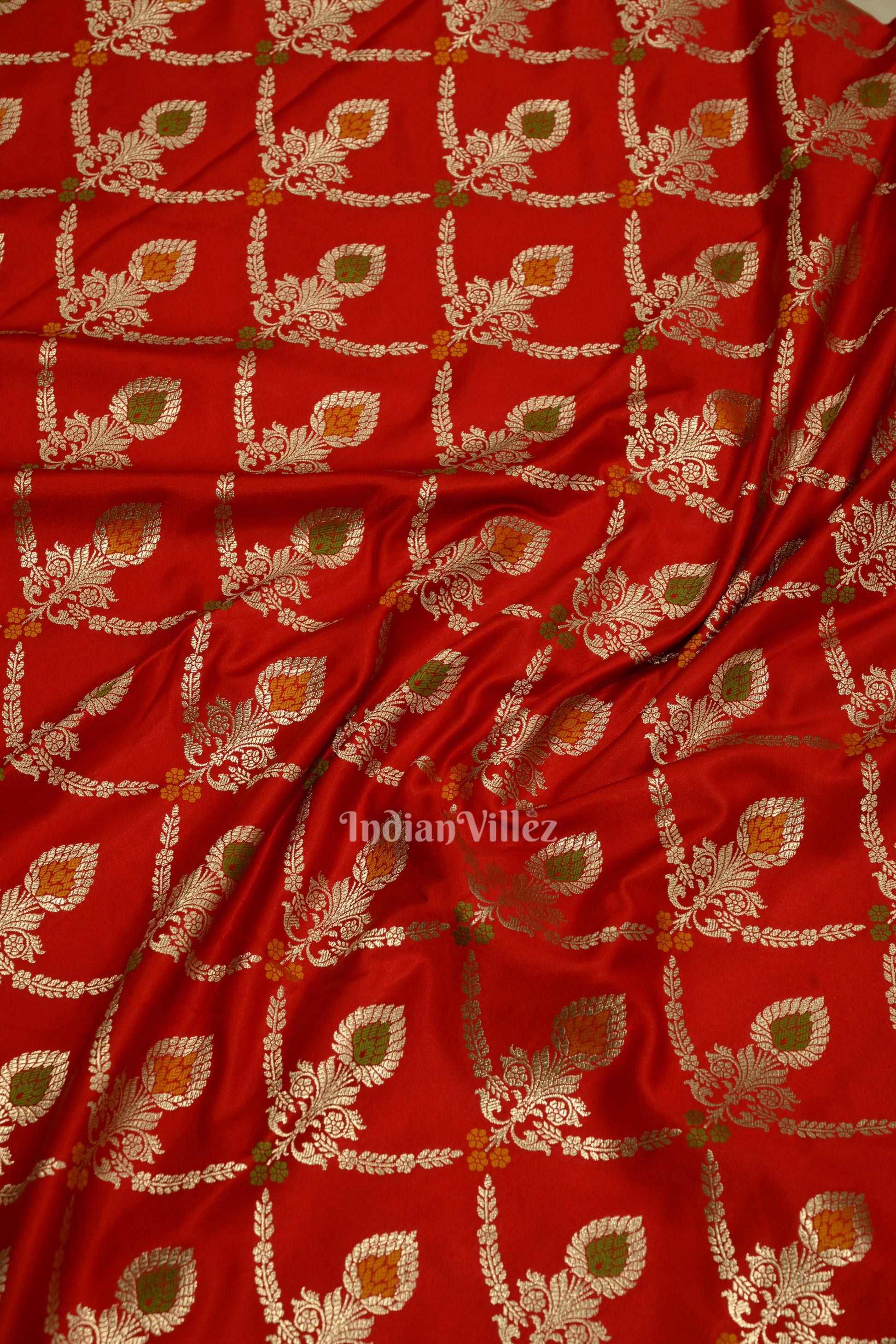 Red Meenakari Pure Mashru Satin Silk Banarasi Saree