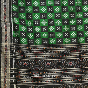 Black Green Pasapali Theme Odisha Ikat Khandua Silk Saree