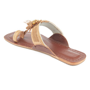 Brown Handstitched Leather Kolhapuri Women Slipper