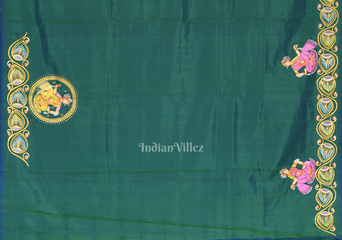 Purple Hand-Painted Kandarpa Ashwa (Horse) Pattachitra Saree