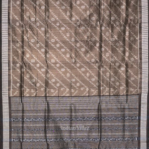 Greige Gray Odisha Handloom Natural Dyed Sambalpuri Silk Saree