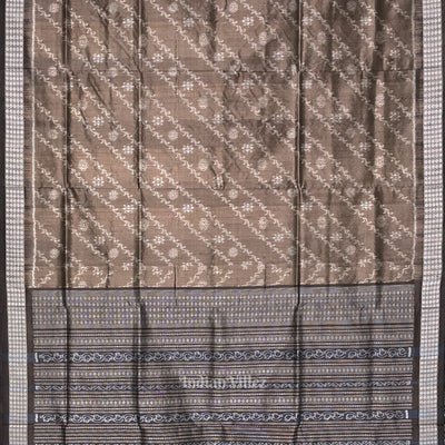 Greige Gray Odisha Handloom Natural Dyed Sambalpuri Silk Saree
