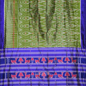 Green Blue Cambodian Inspired Designer Contemporary Silk Saree