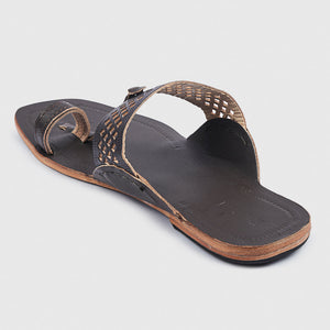 Brown Handstitched Leather Kolhapuri Men Slipper