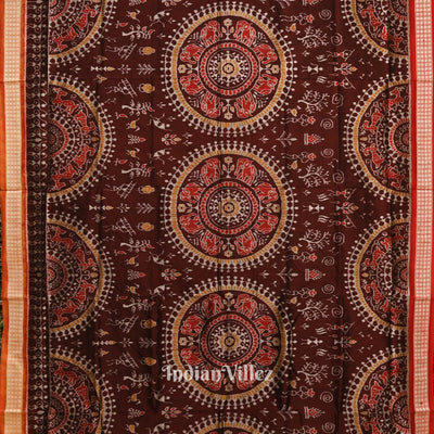 Maroon Dual Tone Tribal Theme Sambalpuri Silk Saree
