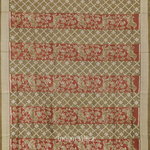 Moss Green with Maroon Odisha Ikat Sambalpuri Silk Saree