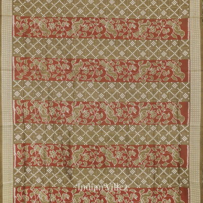 Moss Green with Maroon Odisha Ikat Sambalpuri Silk Saree