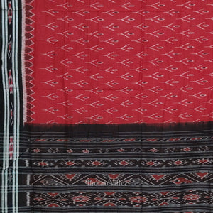 Red Black Mayur Chandrika Maniabandha Cotton Saree