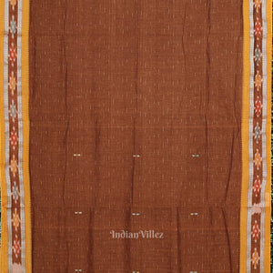 Brown Blue Odisha Ikat Maniabandha Cotton Saree