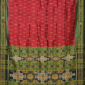 Maroon Green Mayur Chandrika Odisha Ikat Khandua Silk saree