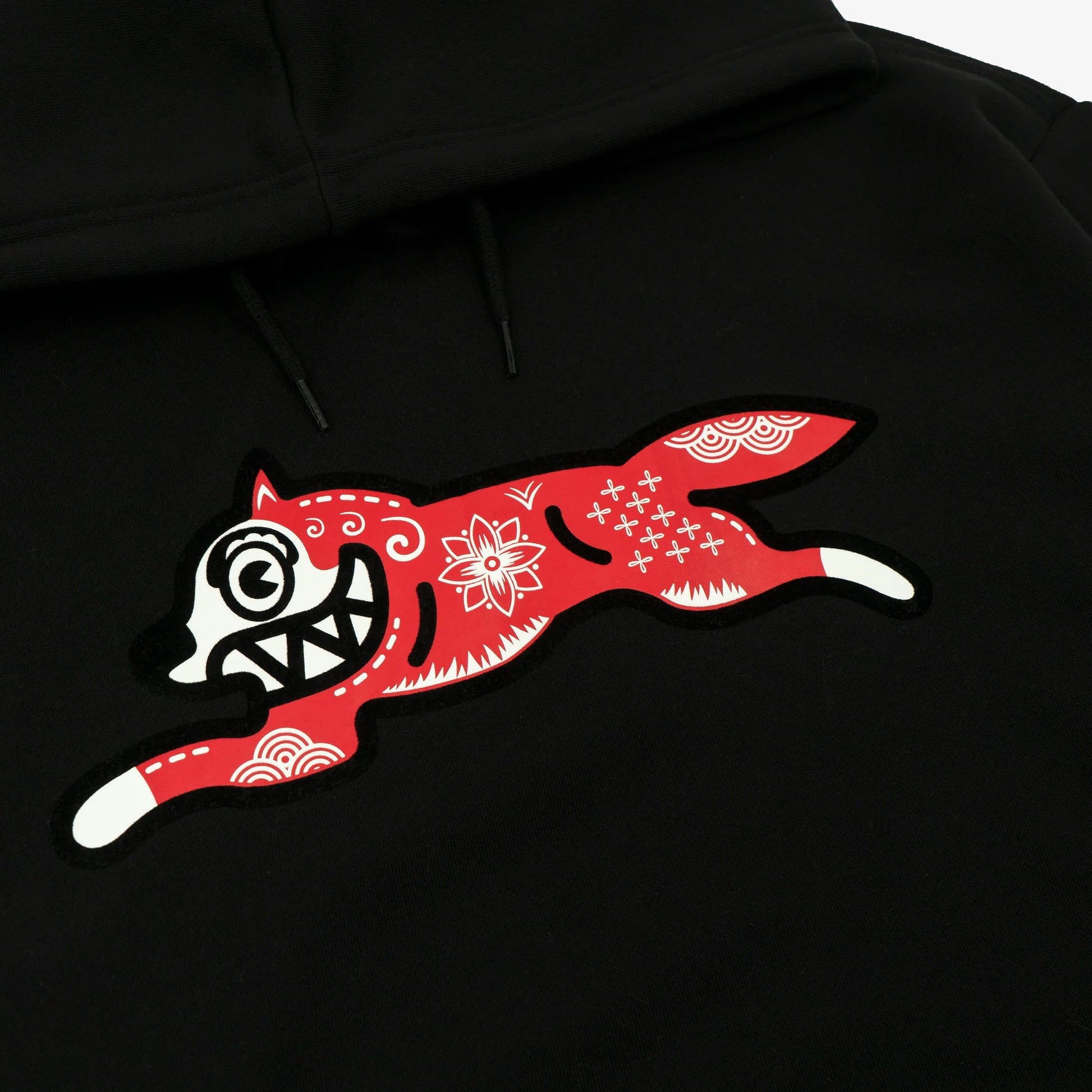 Icecream | KIRIGAMI RUNNING DOG FLOCK HOODIE  { BLACK