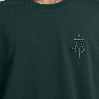 ALMOST GODS | ALPHA CROSS EMBROIDERED TEE { GREEN