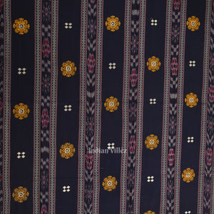 Navy Blue Yellow Flower Buti Odisha Ikat Sambalpuri Dress Material & Dupatta