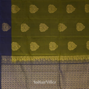 Hunter Green With Navy Blue Pure Kanjivaram Soft Silk Saree