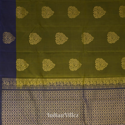 Hunter Green With Navy Blue Pure Kanjivaram Soft Silk Saree