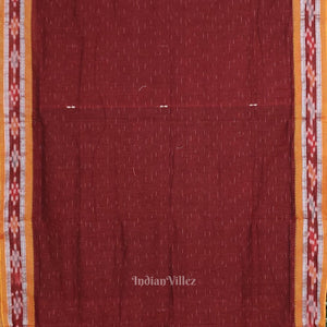 Maroon Yellow Odisha Ikat Maniabandha Cotton Saree