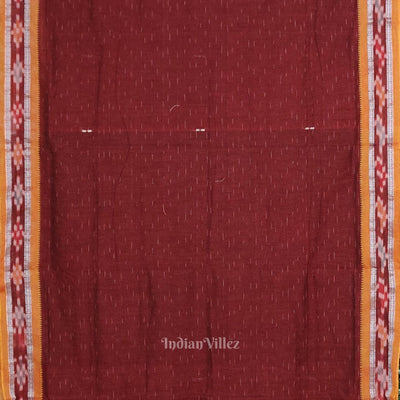 Maroon Yellow Odisha Ikat Maniabandha Cotton Saree