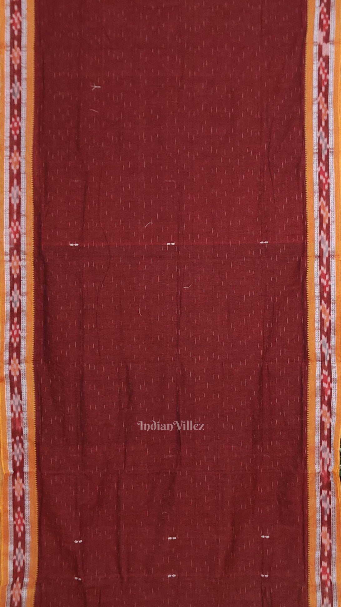 Maroon Yellow Odisha Ikat Maniabandha Cotton Saree
