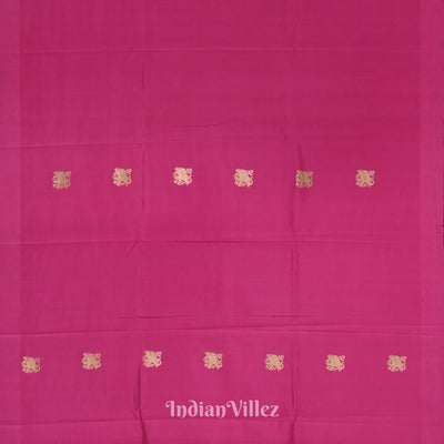 Rani Pink Pure Katan Banarasi Silk Saree With Elephant Motif