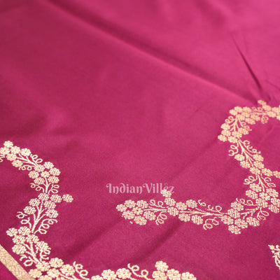 Magenta Pink Soft Pure Mashru Satin Silk Banarasi Saree