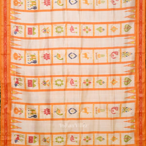 White Yellow Nabakothi  Khandua Silk Saree