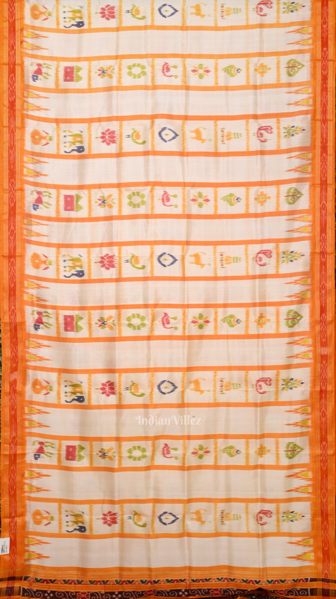White Yellow Nabakothi  Khandua Silk Saree
