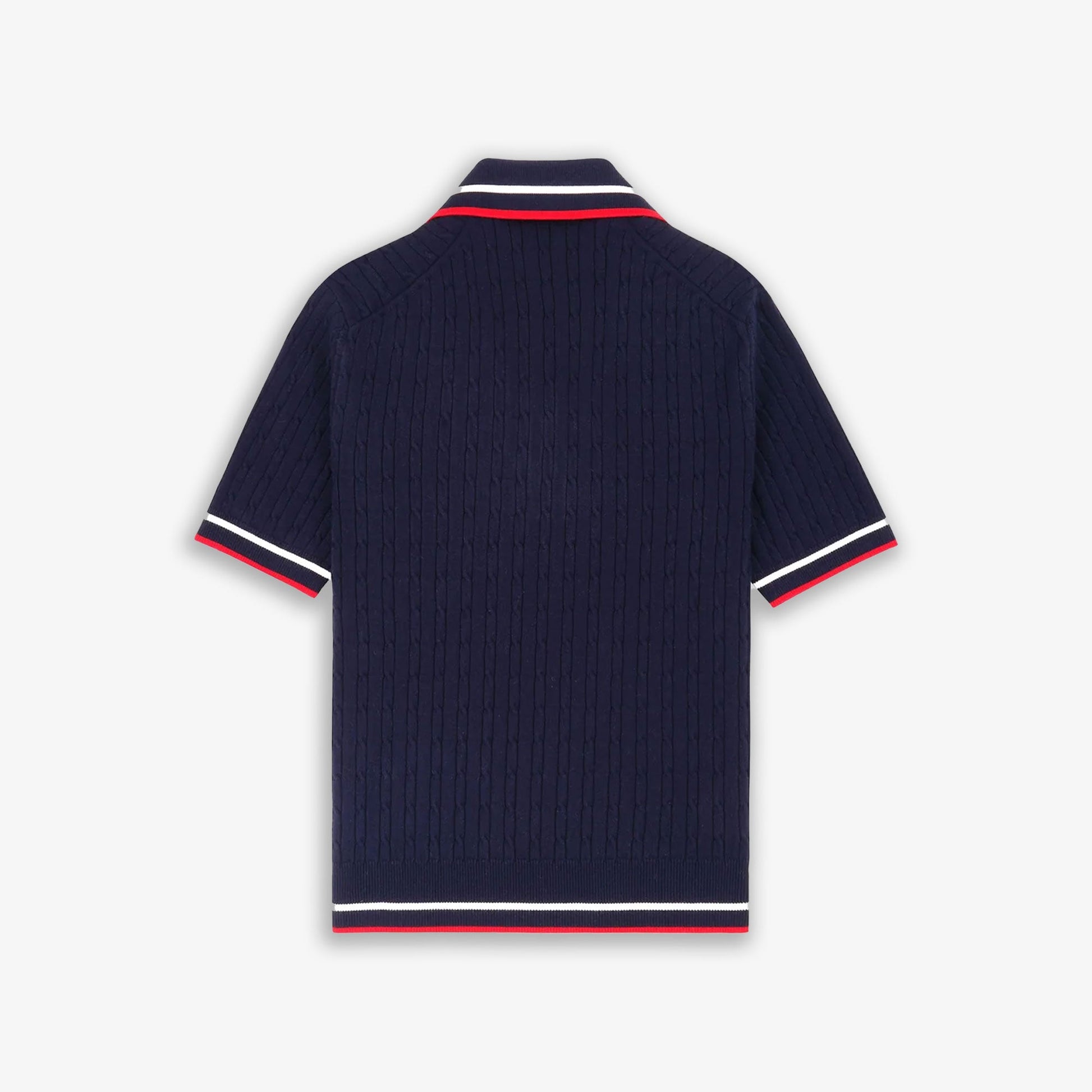 SPORTY & RICH | SERIF MINI CABLE POLO T-SHIRT { NAVY