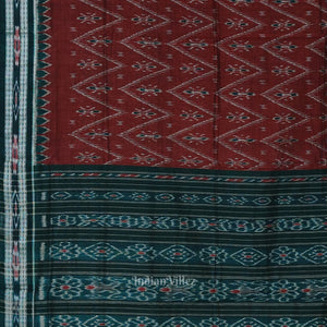 Maroon Green Mayur Chandrika Maniabandha Cotton Saree