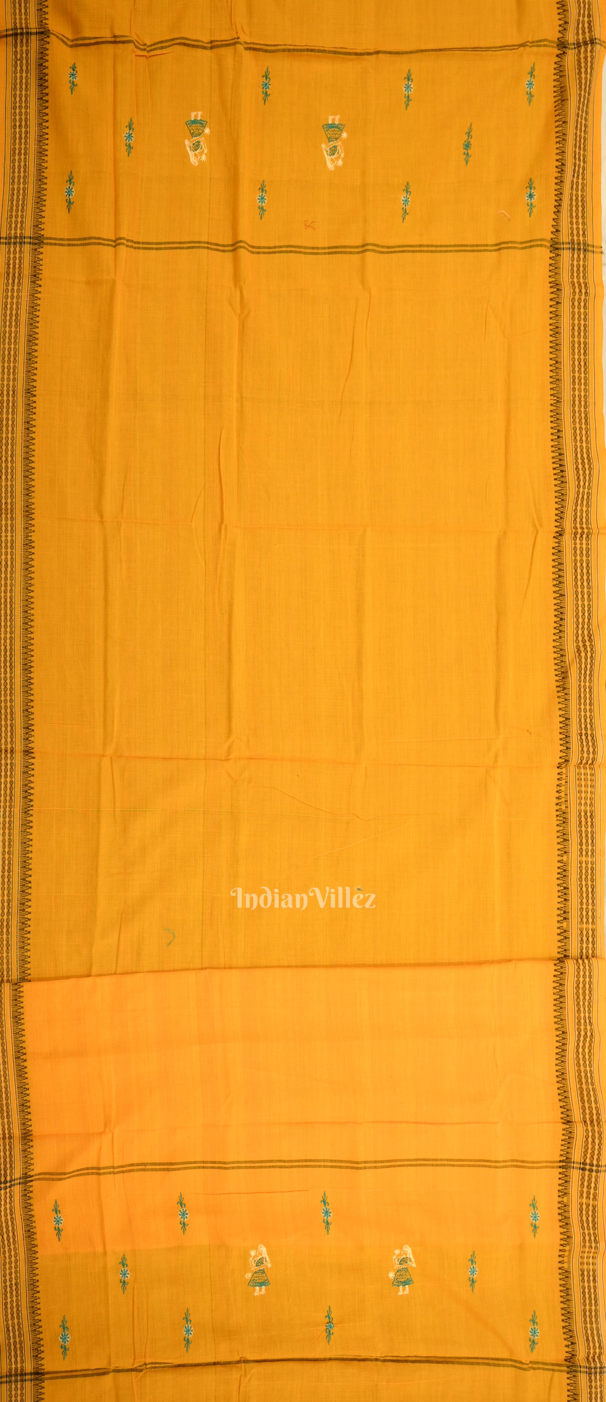Green Yellow Doll Odisha Ikat Sambalpuri Cotton Dress set with Dupatta