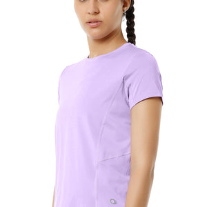 Flaunt Short Sleeve Round Neck Workout T-Shirt - Digital Lavender
