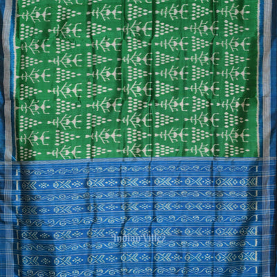 Green Blue Tribal Theme Contemporary Designer Silk Saree