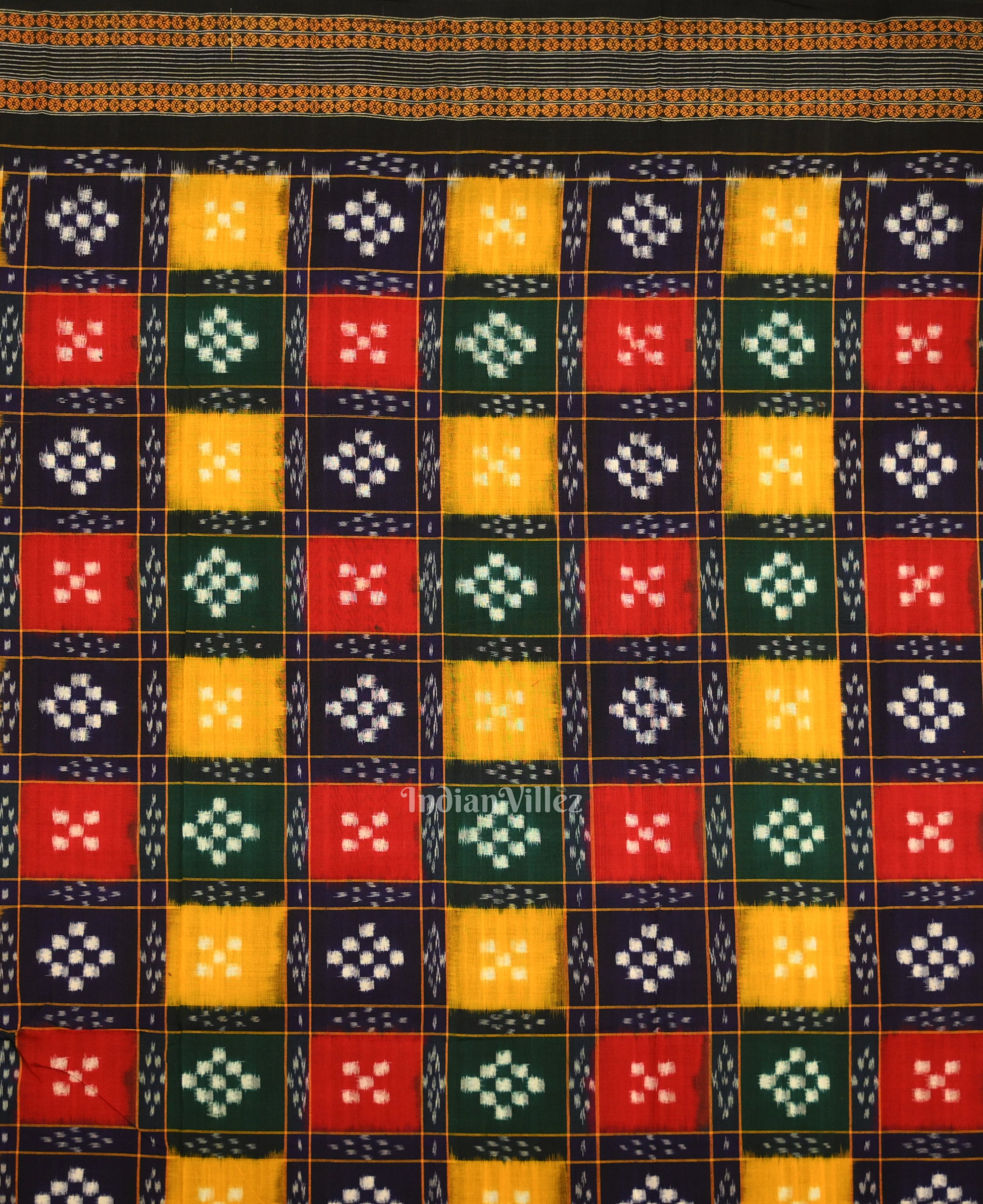 Multi Color Pasapali Odisha Ikat Sambalpuri Dress Set & Dupatta