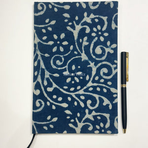 Blue Hand Block-Print Handmade Woven Cotton Fabric Cover Diary