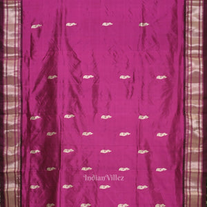 Exclusive Purple Wine Peacock Butti Paithani Silk Saree