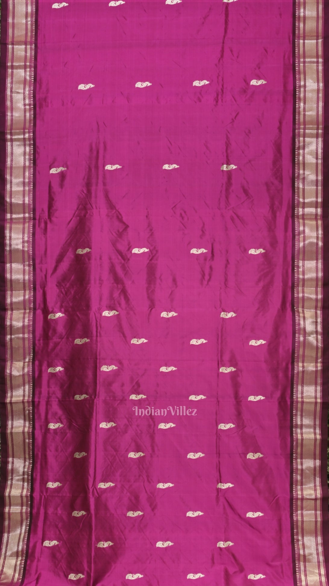 Exclusive Purple Wine Peacock Butti Paithani Silk Saree