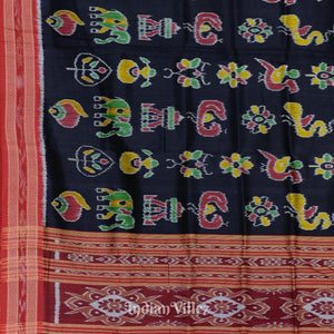Black Red Odisha Ikat Nabarangi Khandua Silk Saree