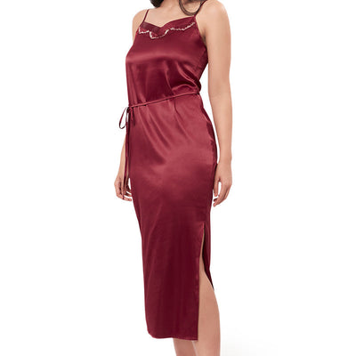 Eternal Bliss Full Length Chemise - Red Berry