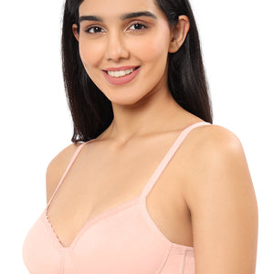 Cotton Casual Lightly Padded Non-Wired Full Coverage T-Shirt Bra - Impatiens Pink