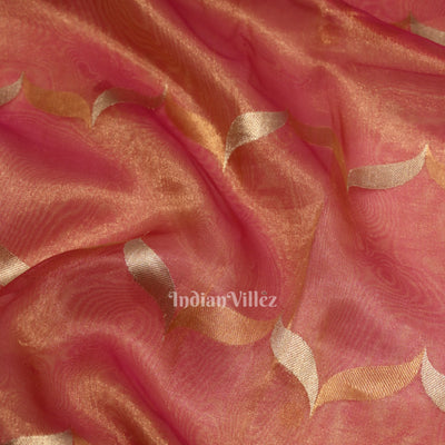 Rani Pink Kora Organza Banarasi Saree with Sona Rupa Work