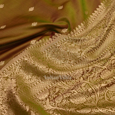 Parrot Green Mashru Satin Silk Banarasi Saree