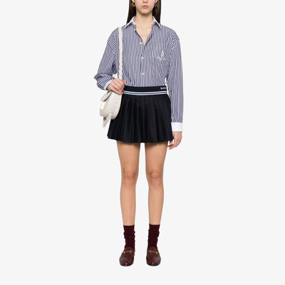 SPORTY & RICH | ABIGAIL WOOL PLEATED SKIRT { NAVY