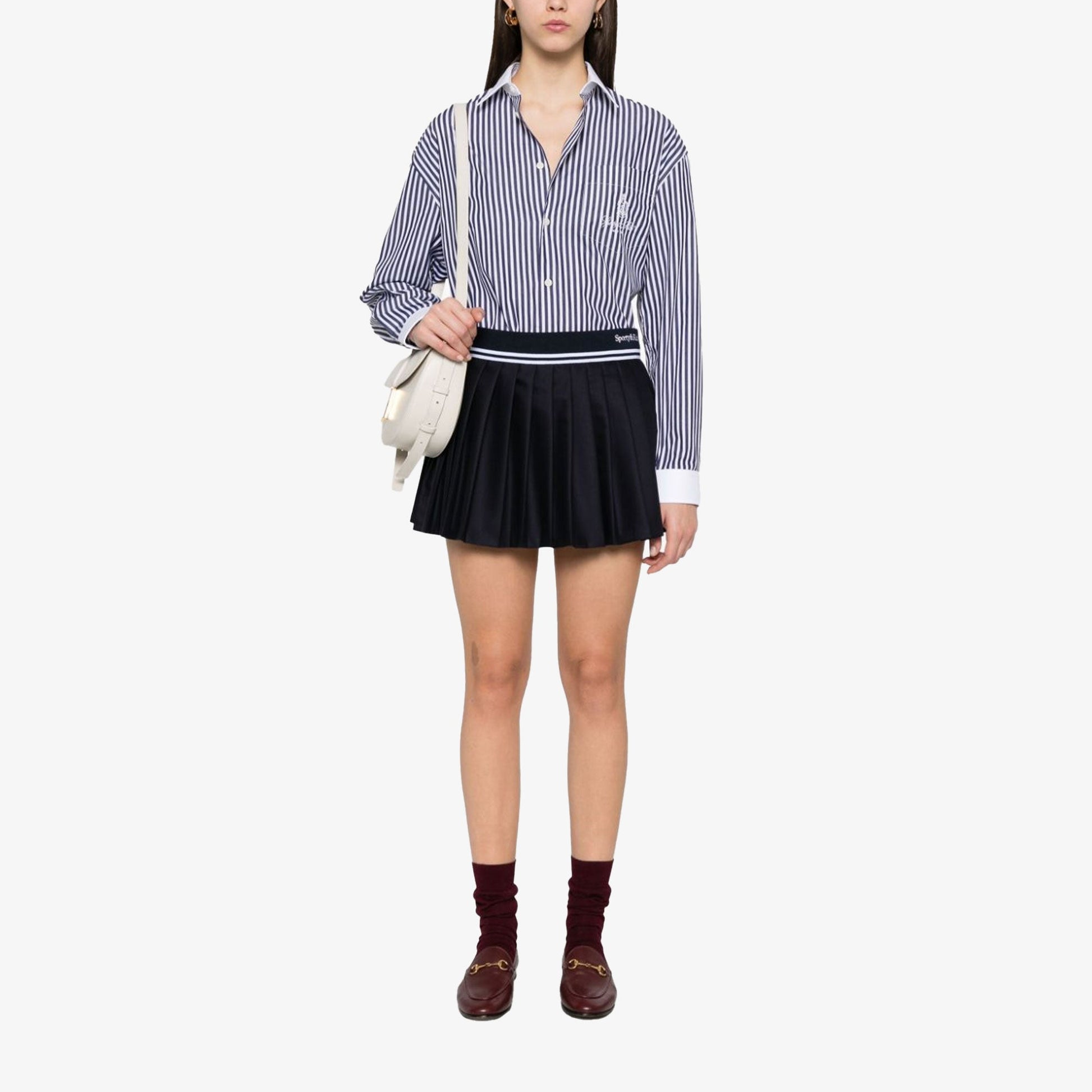 SPORTY & RICH | ABIGAIL WOOL PLEATED SKIRT { NAVY