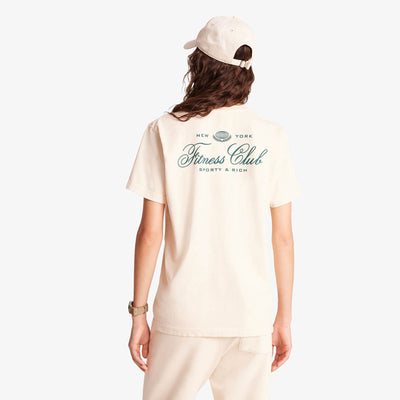 SPORTY & RICH | FITNESS WORLD T-SHIRT { CREAM/ALPINE