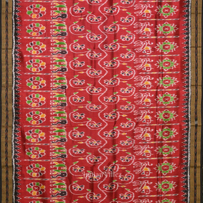 Maroon  Elephant Theme Odisha Ikat Khandua Silk Saree