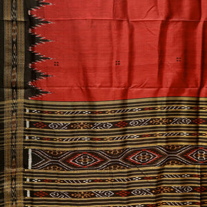Red Phoda Kumbha Design Odisha Ikat Khandua Silk Saree