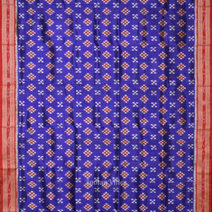 Blue Red Body Pasapali Odisha Ikat Khandua Silk Saree