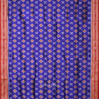 Blue Red Body Pasapali Odisha Ikat Khandua Silk Saree
