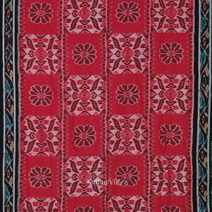 Red Black Odisha Ikat Maniabandha Cotton Saree