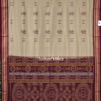 Camel Brown Odisha Ikat Sambalpuri Pure Cotton Saree