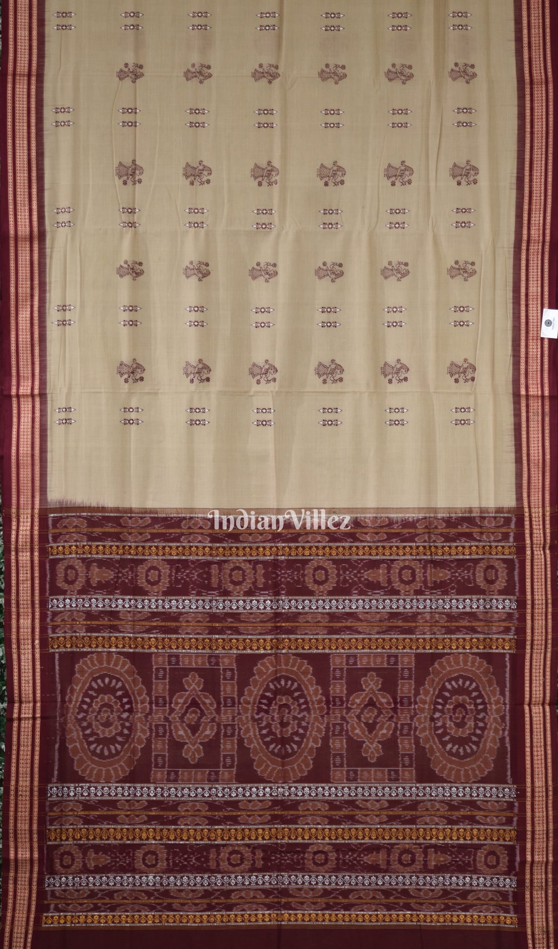 Camel Brown Odisha Ikat Sambalpuri Pure Cotton Saree